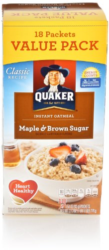 Quaker Instant Oatmeal, Maple and Brown Sugar, 18 Count