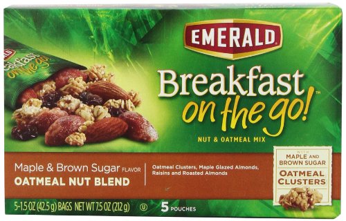 Emerald Breakfast on the Go! Maple and Brown Sugar Oatmeal Nut Blend, 7.5 Ounce (Pack of 8)