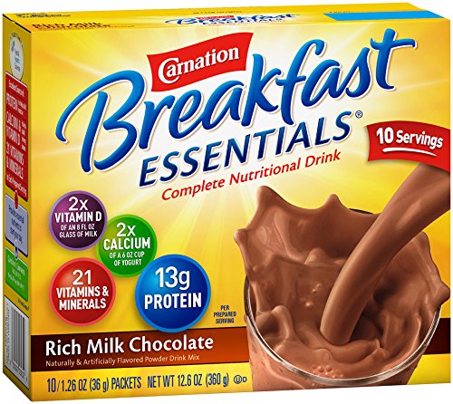 Carnation Breakfast Essentials, Rich Milk Chocolate Powder, 1.26 oz,  10-Count Envelopes (Pack of 6)