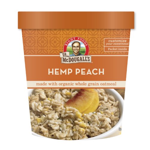 Dr. McDougall’s Hemp Peach Oatmeal Cups Made With Organic Whole Grain Oatmeal 3-Ounce Cups (Pack of 6)