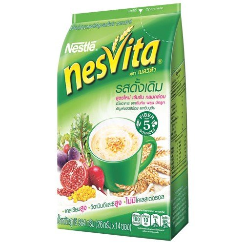 Nesvita Instant Breakfast Drink Original Plus Fiber Formula 342g. 26g.x14 Sachets /Pack : Instant Cereal Milk Drink Plus Fiber 3.2% Original Flavor Benefits