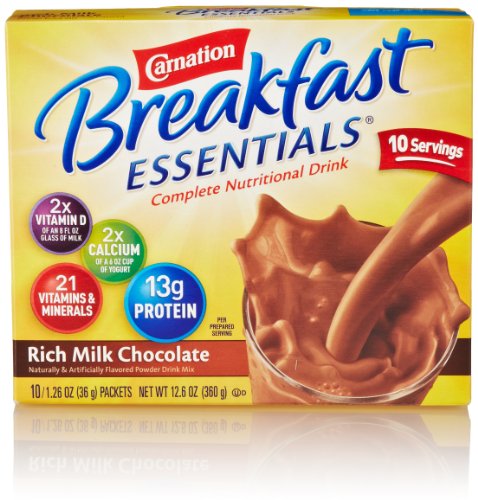 Carnation Breakfast Essentials, Rich Milk Chocolate Powder, 10 Count