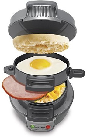 New Hamilton Beach 25475 Gray Non-Stick Breakfast Sandwich Maker/Toaster