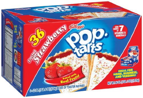 Pop-Tarts Toaster Pastries, Frosted Strawberry, 36-Count Box