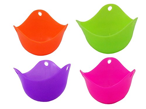 Silicone Egg Poacher Cookware Cups in Vivid Colors (4 Pack)