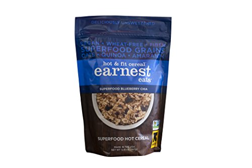 Earnest Eats Vegan Hot Cereal with Superfood Grains, Quinoa, Oats and Amaranth  – Superfood Blueberry Chia Blend – (Case of 6 – 12.6 oz)