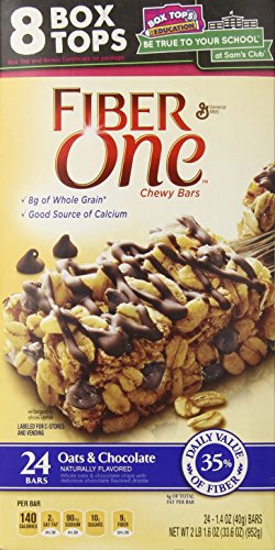 Fiber One Oats and Chocolate Chewy Granola Bars, 1.4 Ounce Bar, 24 Count