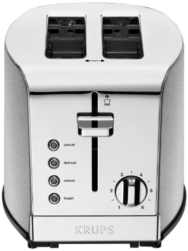 KRUPS KH732D Breakfast Set Toaster with Brushed and Chrome Stainless Steel Housing,  2-Slice, Silver