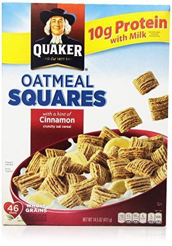 Quaker Cereal Oatmeal Squares Cereal, Cinnamon, 14.5 Ounce