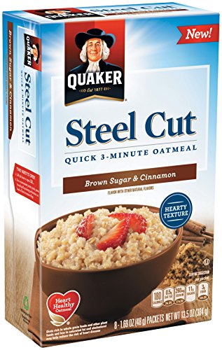 Quaker Steel Cut Quick 3 minutes Oatmeal, Brown Sugar and Cinnamon, 13 .5 Ounce