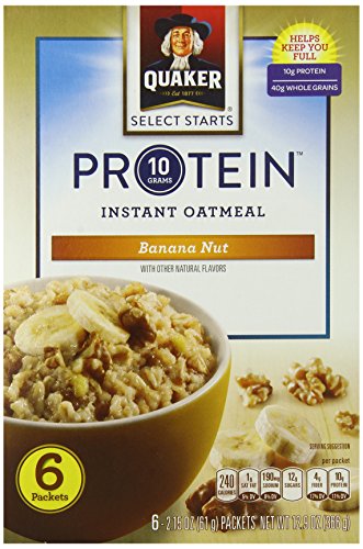 Quaker Protein Instant Oatmeal, Banana Nut, 2.15 oz, 6 count