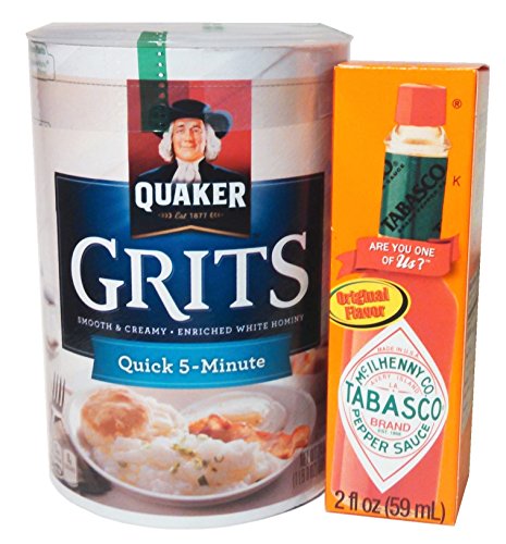 Complete Southern Man’s Survival Kit. Bundle Includes Two Items: Quaker Grits (1lb 8oz) and Tabasco Sauce (2oz)