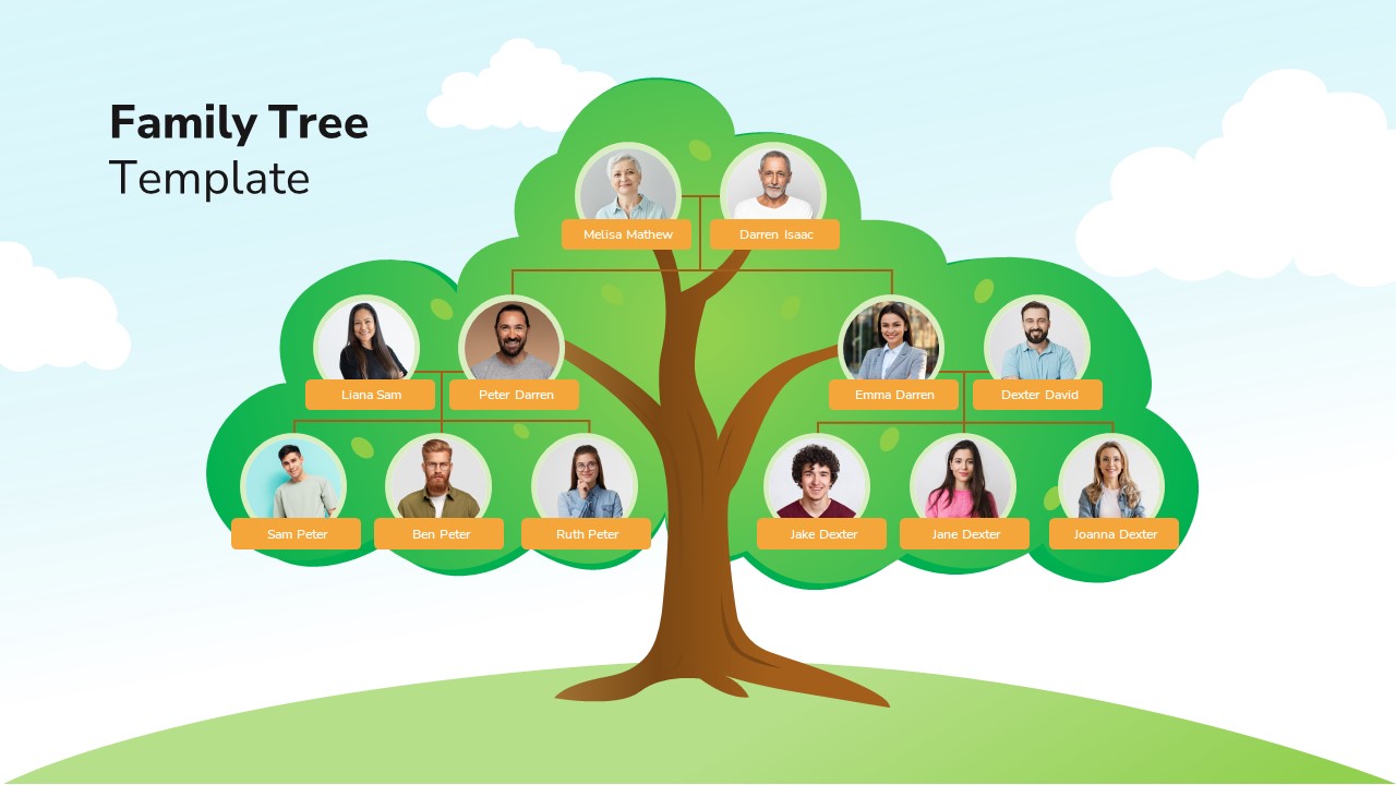 Family tree diagram template for powerpoint & google slides