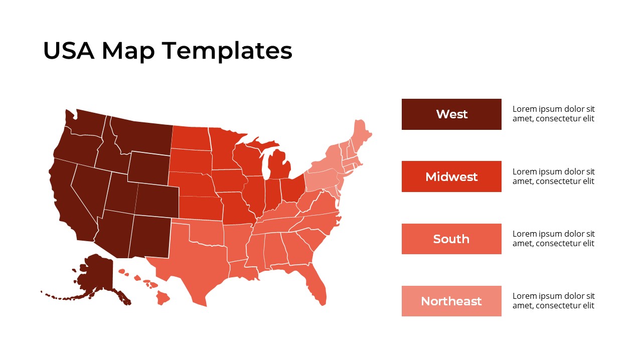 Editable United States Map Template American Power Point Template 