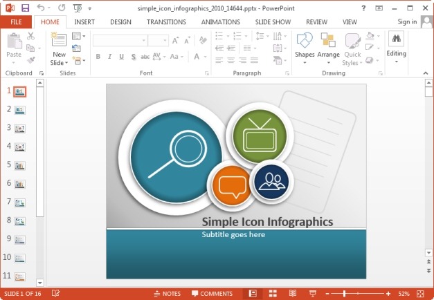 Simple Icons Infographic Template For Powerpoint And Keynote