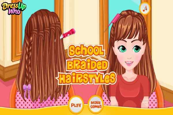 School braided hairstyles, make up games