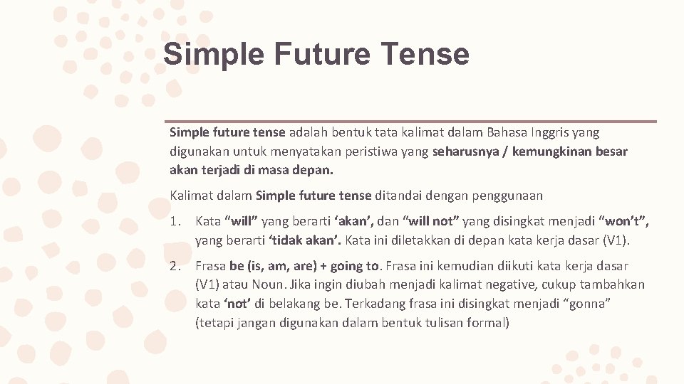 Perbedaan, contoh dan soal will vs be going to dalam kalimat bahasa inggris simak tuntas di sbi ( sekolahbahasainggris.com ) Simple Future Tense Will And Be Going To