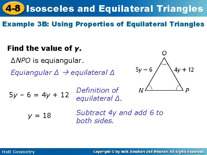 Geometry 4 8 Isosceles And Equilateral Triangles 4747 Use Isosceles and Equilateral Triangles Bell Thinger Classify each triangle by its sides.