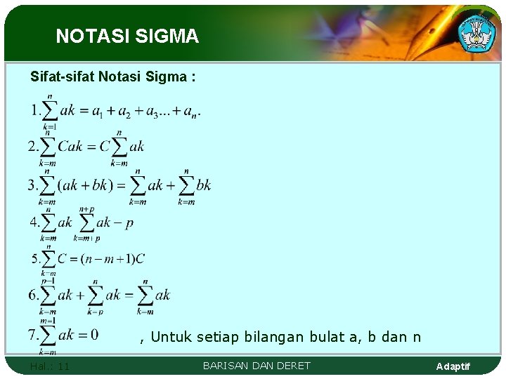 Sifat Sifat Notasi Sigma 