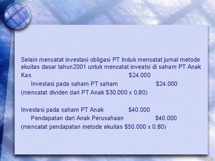 Sehingga csh selaku induk perusahaan tidak dapat dikategorikan sebagai kreditur dan otomatis tidak terjadi hubungan utang piutang antara anak dan induk. Bab 8 Utang Antarperusahaan Mc Grawhillirwin Copyright 2005
