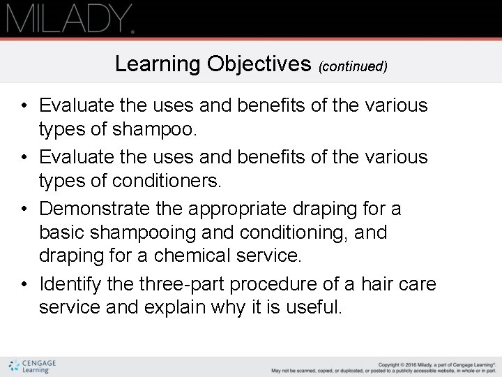 Salon Care Ppt Download Demonstrate the appropriate draping for a basic shampooing and conditioning and draping for a chemical service 8.