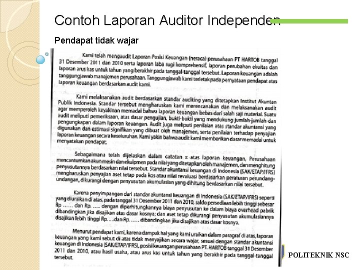 Contoh kasus opini audit wajar tanpa pengecualian contoh . Laporan Audit Oleh Muhammad Zainal Abidin Se Ak