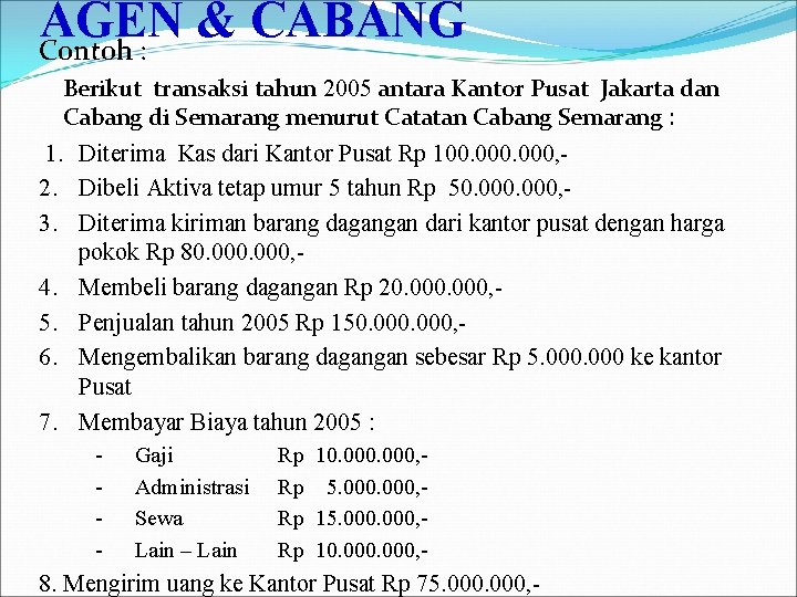 Contoh Soal Akuntansi Kantor Pusat Dan Agen Mas Raffi 