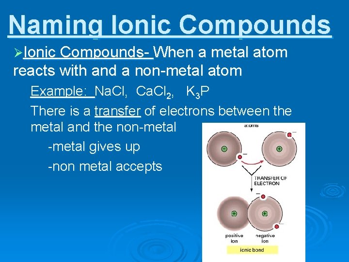 Naming Ionic Compounds Ionic Compounds When A Metal