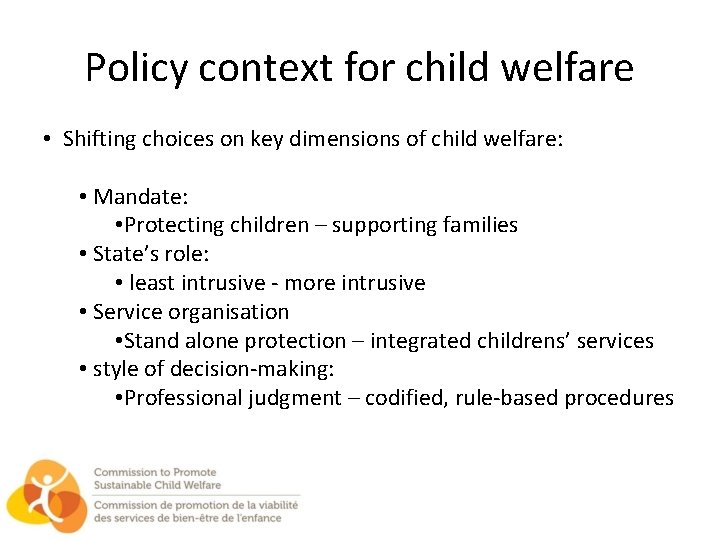 A strategy for sustainable child welfare in ontario