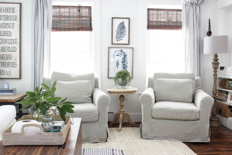 Slipcover style: peaceful living room ideas