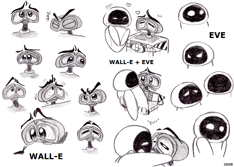 как нарисовать валли и еву