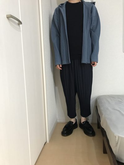 コーデレビューあり]オムプリッセイッセイミヤケのメンズパンツは