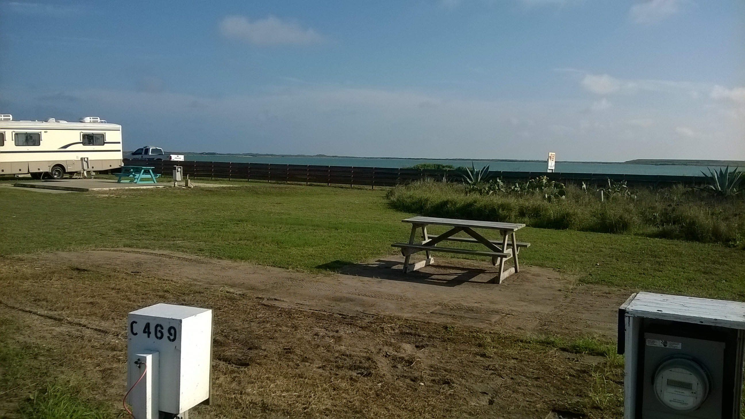 South Padre Island, Isla Blanca #469 - site D21 & D20 (occupied) in background