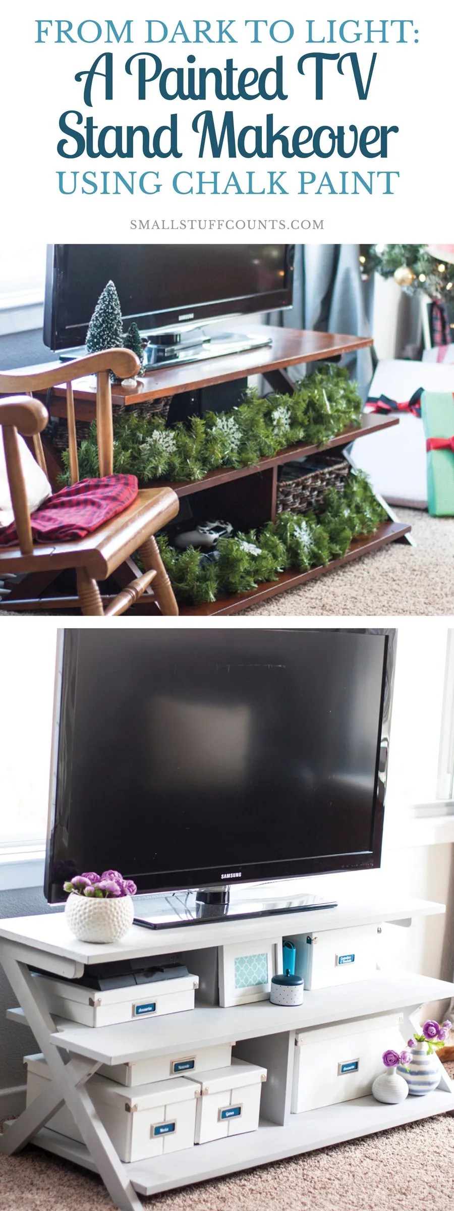 From dark to light: a painted tv stand makeover using chalk paint