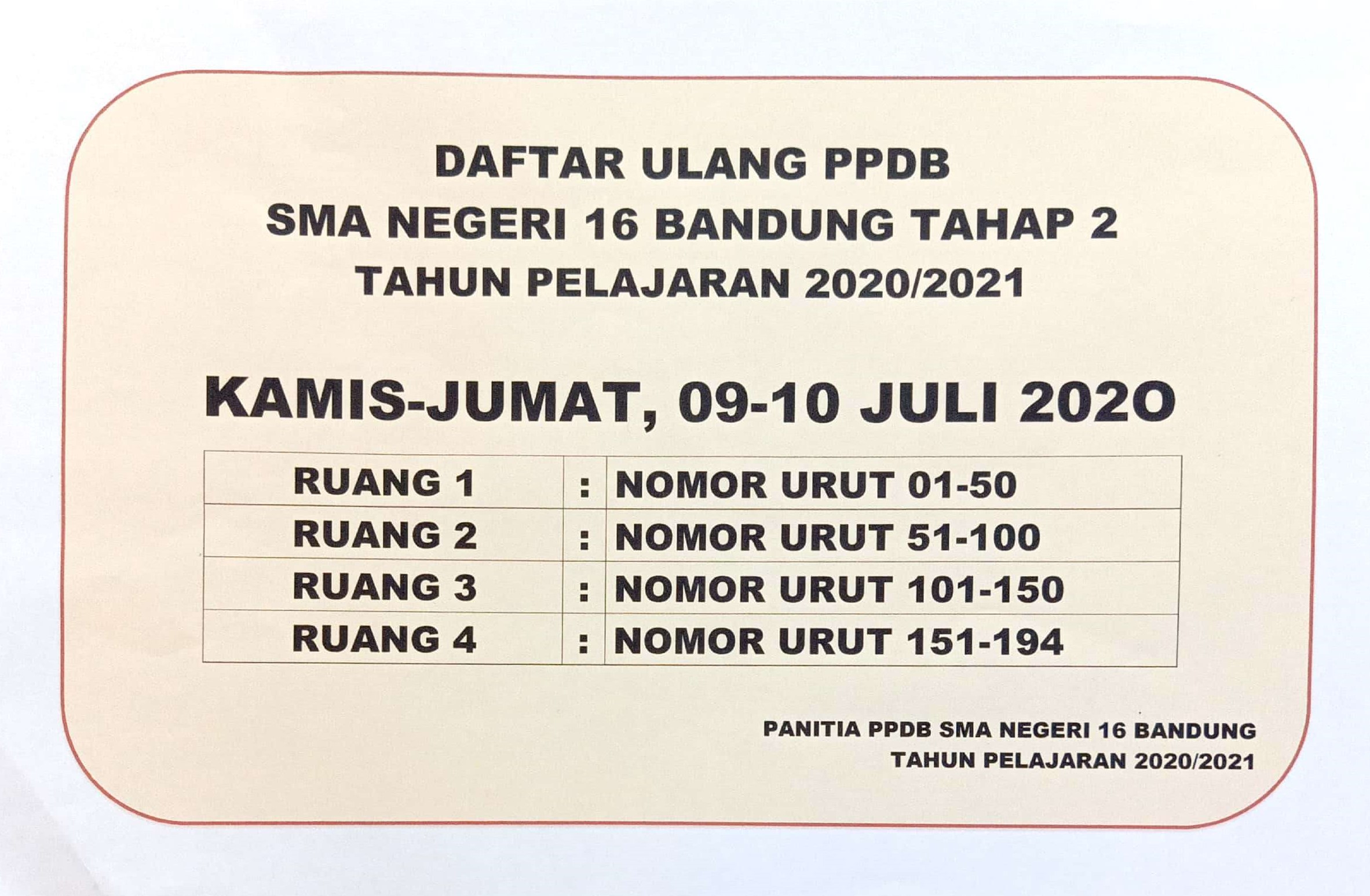 Informasi calon peserta didik yang diterima di sma negeri 8 bandung dapat dilihat. Informasi Daftar Ulang Tahap 2 Zonasi Sman 16 Bandung