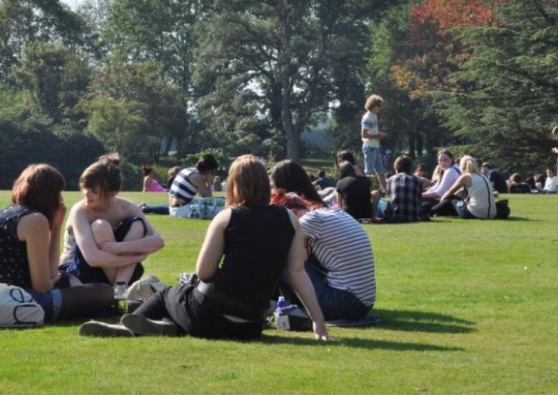 10 Visitors Enjoying The Sunshine On The Main Lawn Reaseheath College - Modern Ultra HD Mountain Textures | Free Download