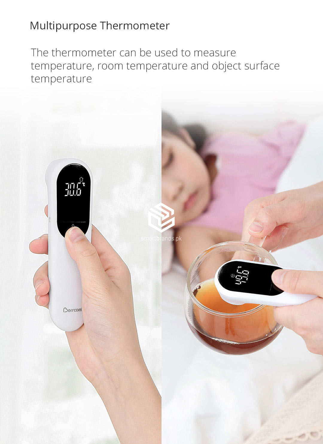 The thermometer can be used to measure temperature, room temperature and object surface temperature