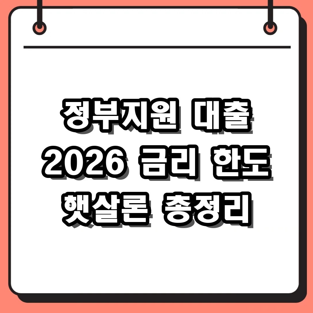 정부지원 대출 2026 금리 한도 햇살론 총정리