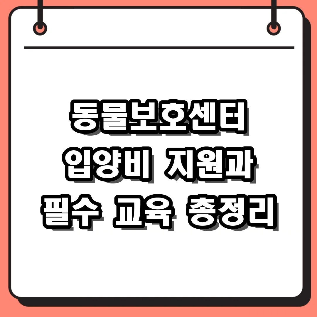 동물보호센터 입양비 지원과 필수 교육 총정리