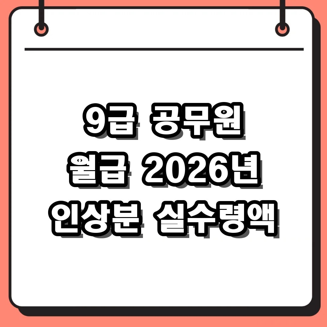 9급 공무원 월급 2026년 인상분 실수령액