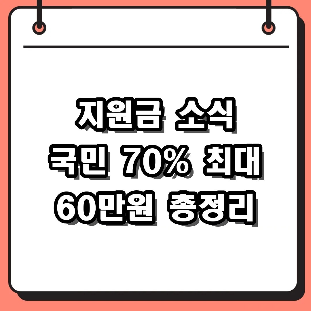 지원금 소식 국민 70% 최대 60만원 총정리