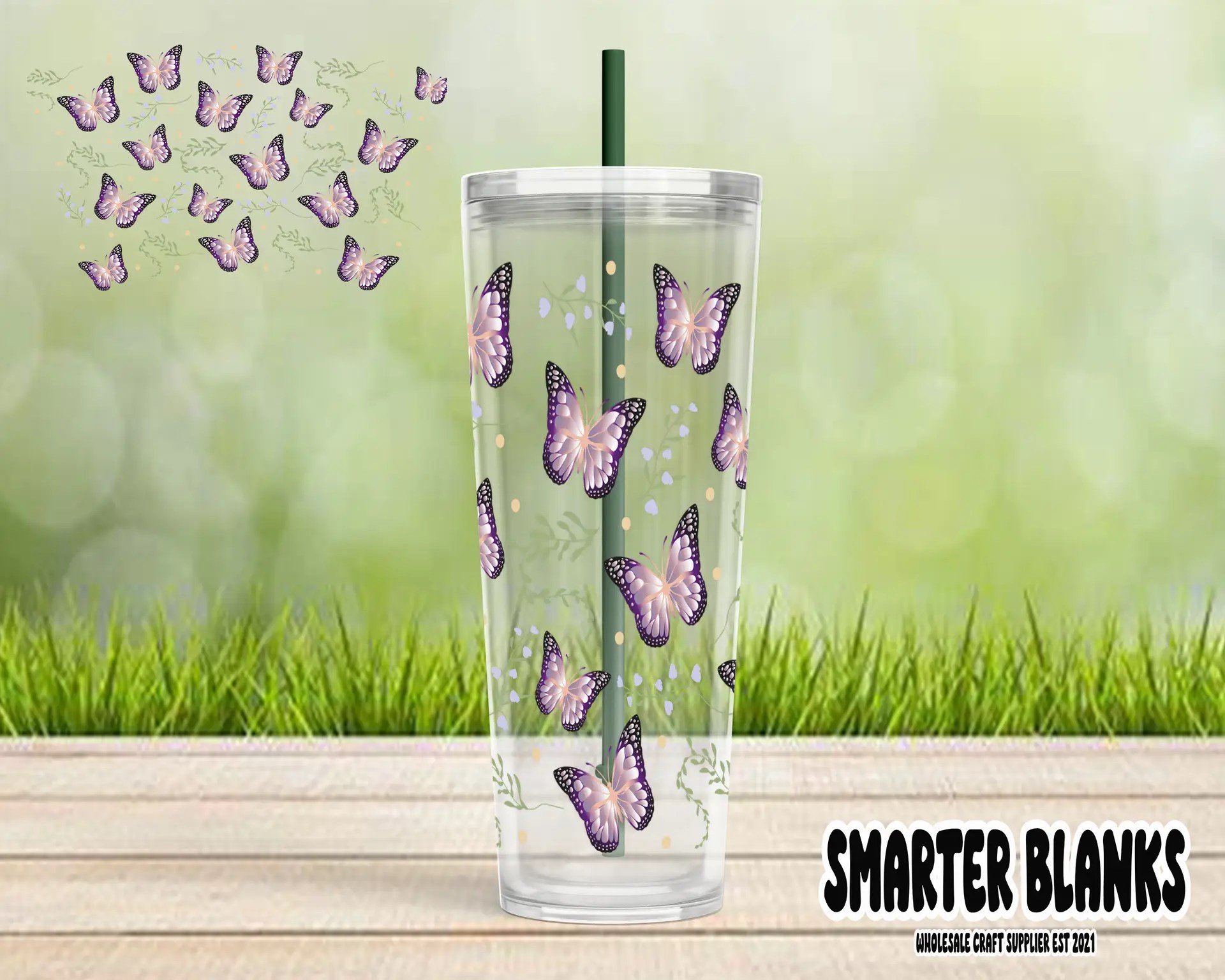24oz  - Pink Butterfly - UVDTF