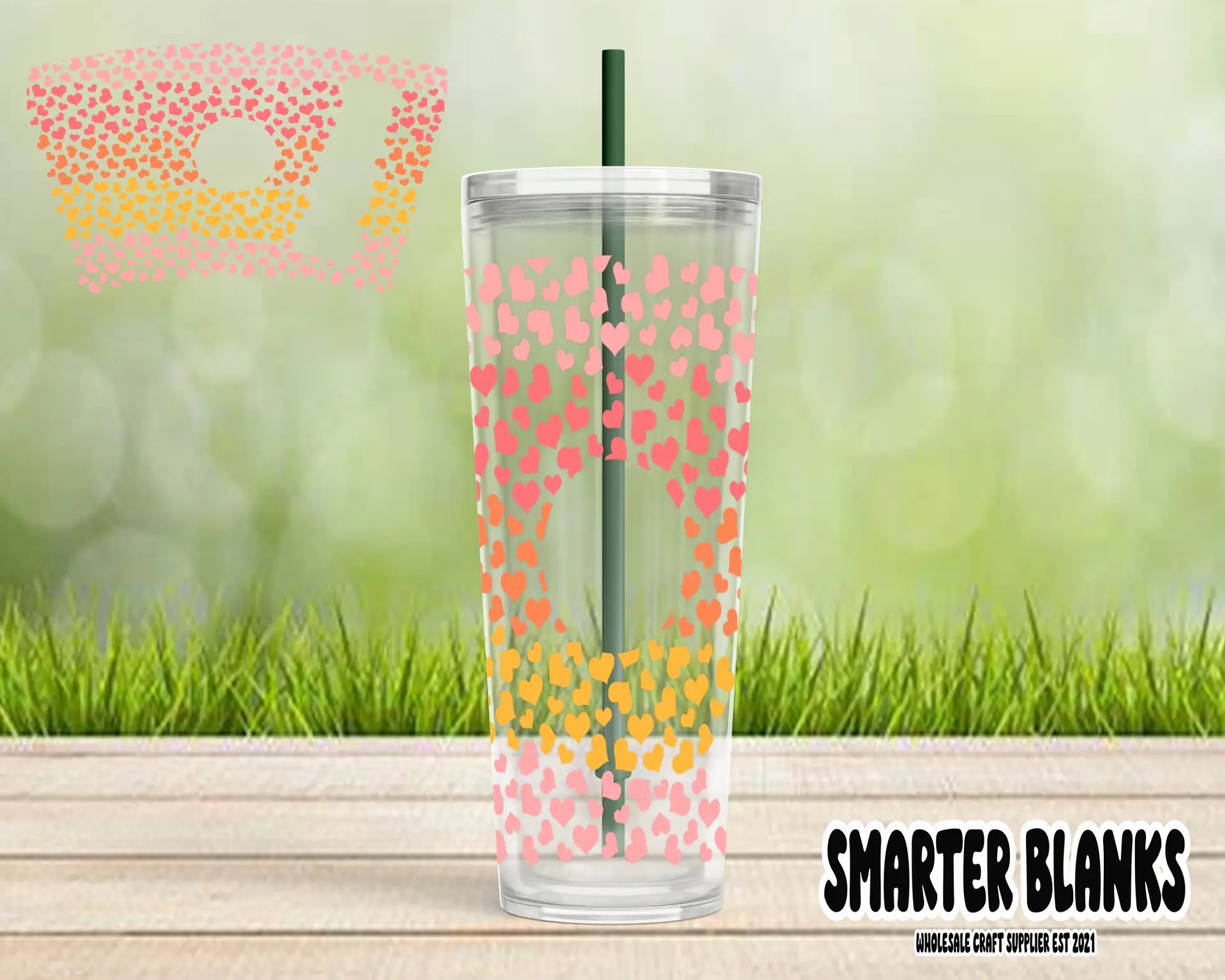 24oz  - Rainbow Hearts - UVDTF