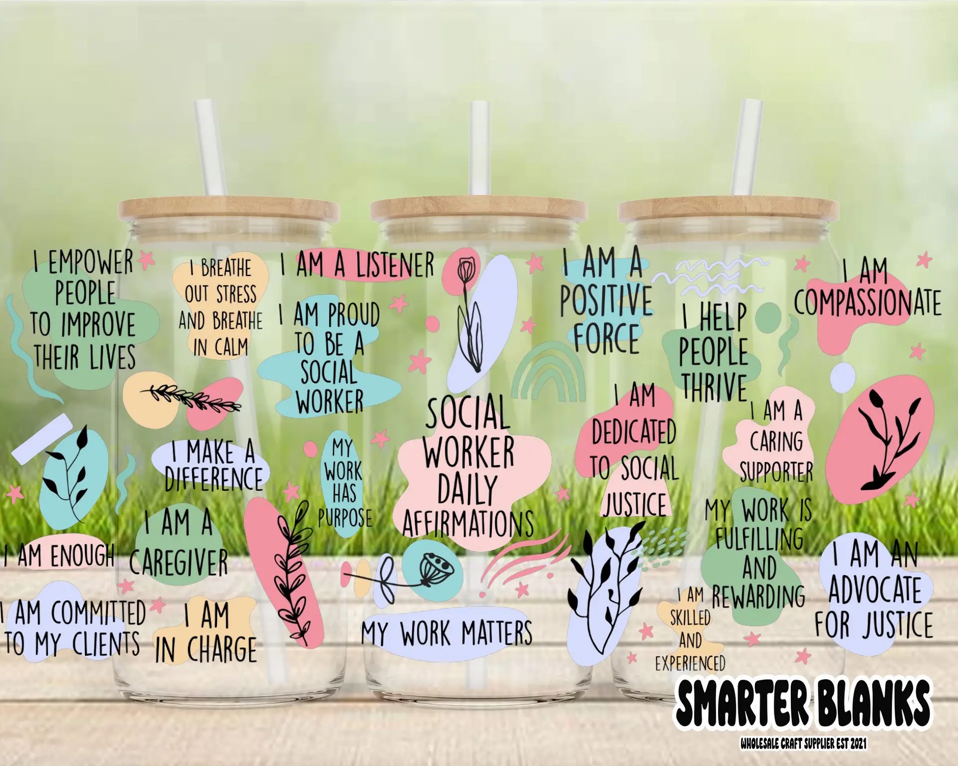 Social Worker Affirmations Libby UVDTF Wrap