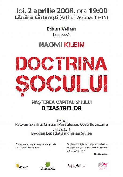 Lansarea Cartii Doctrina Socului De Naomi Klein Joi 2 Aprilie 2008 Ora 19 00 Libraria Carturesti Blog Fsp