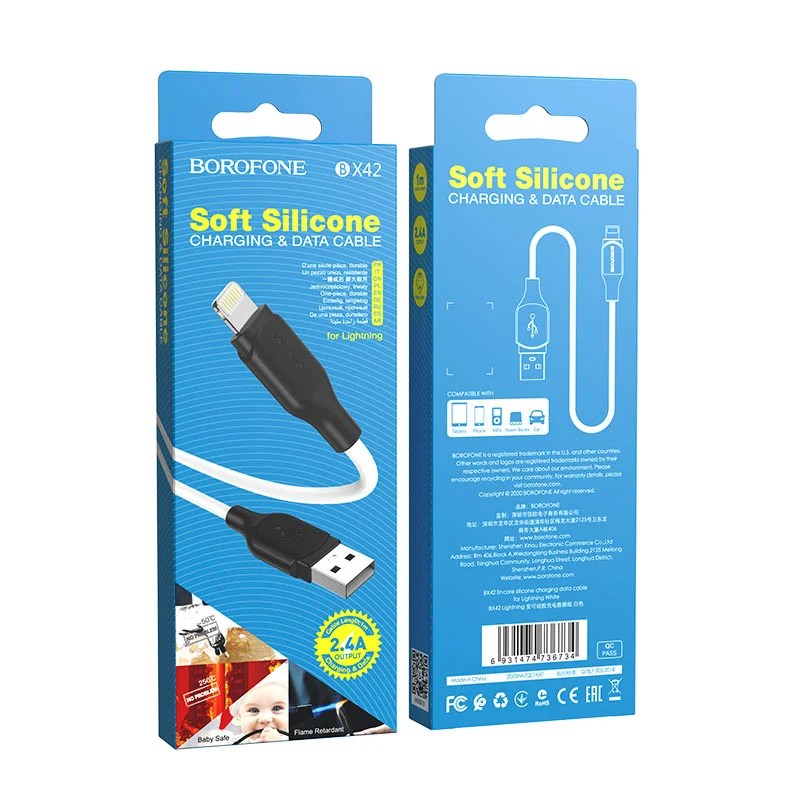 Cablu de date și încărcare 1m Borofone BX42 USB-Lightning (alb)