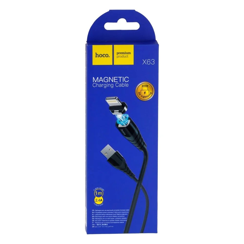 Cablu de date și încărcare magnetic Hoco X63 USB-Lightning (negru)