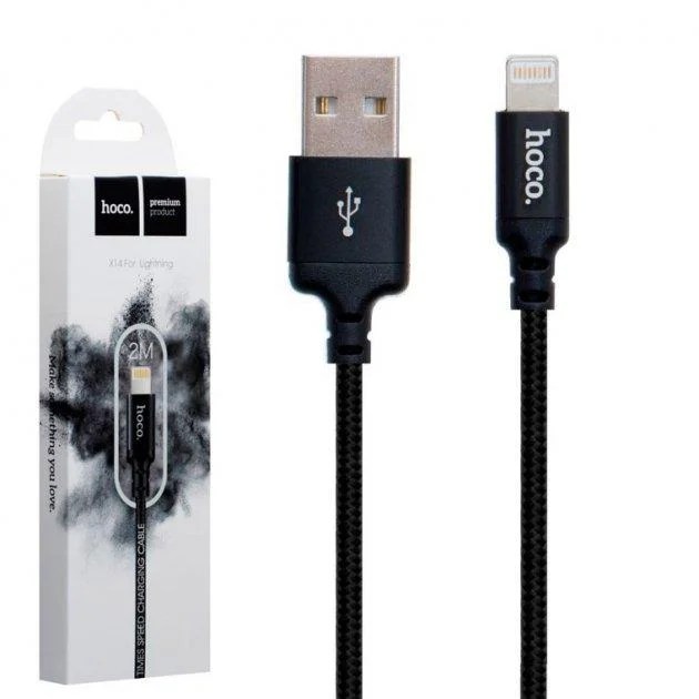 Cablu de date și încărcare 2m Hoco X14 USB-Lightning (negru)
