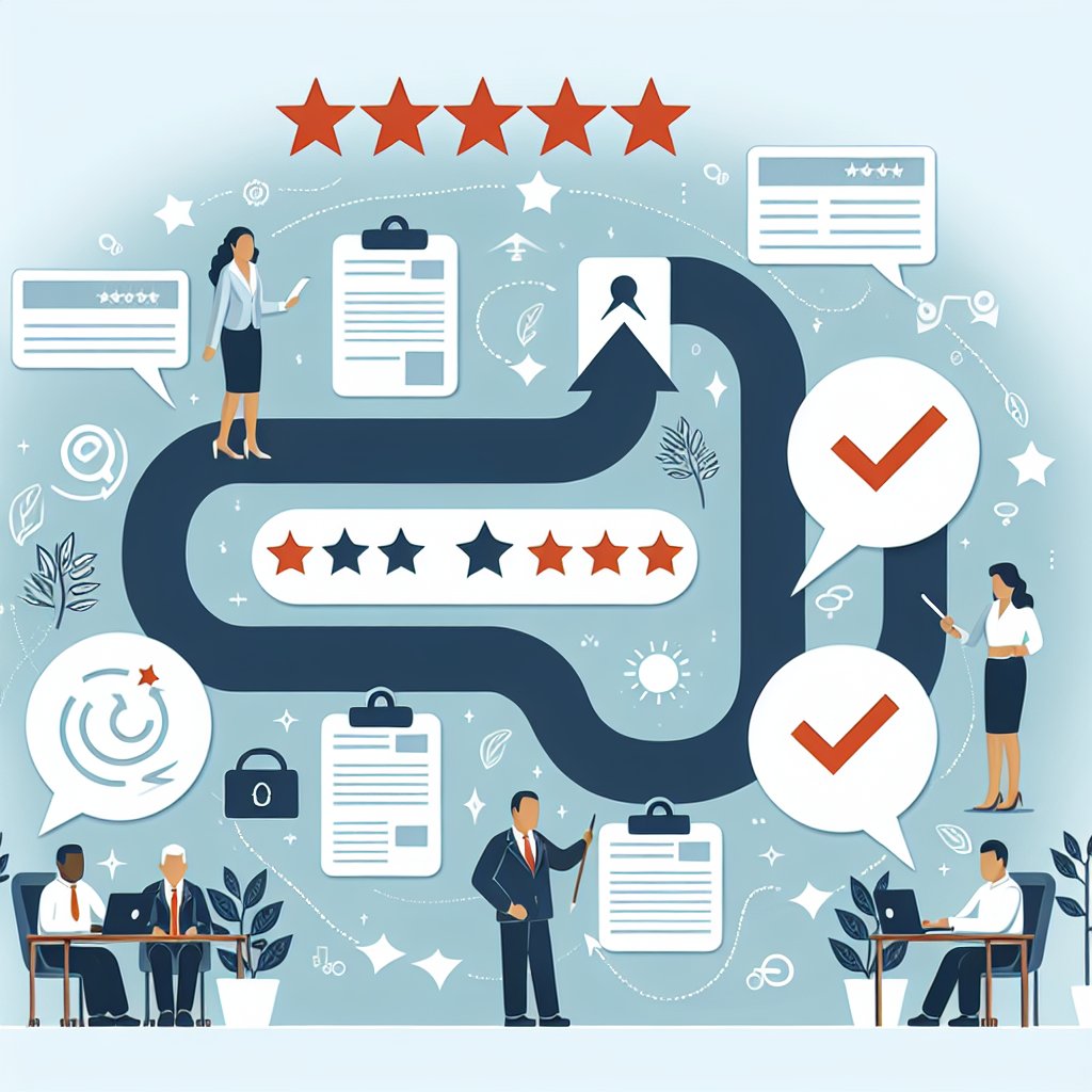Illustration showing process or workflow illustration related to The importance of reputation management and Google Reviews for businesses
