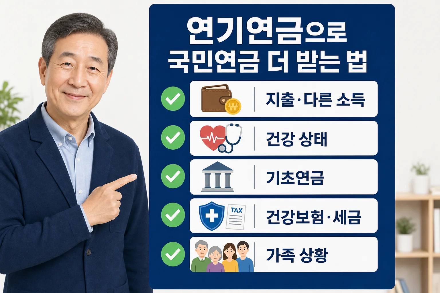 연기연금 신청을 위한 네 단계 절차를 설명하는 흐름도 인포그래픽